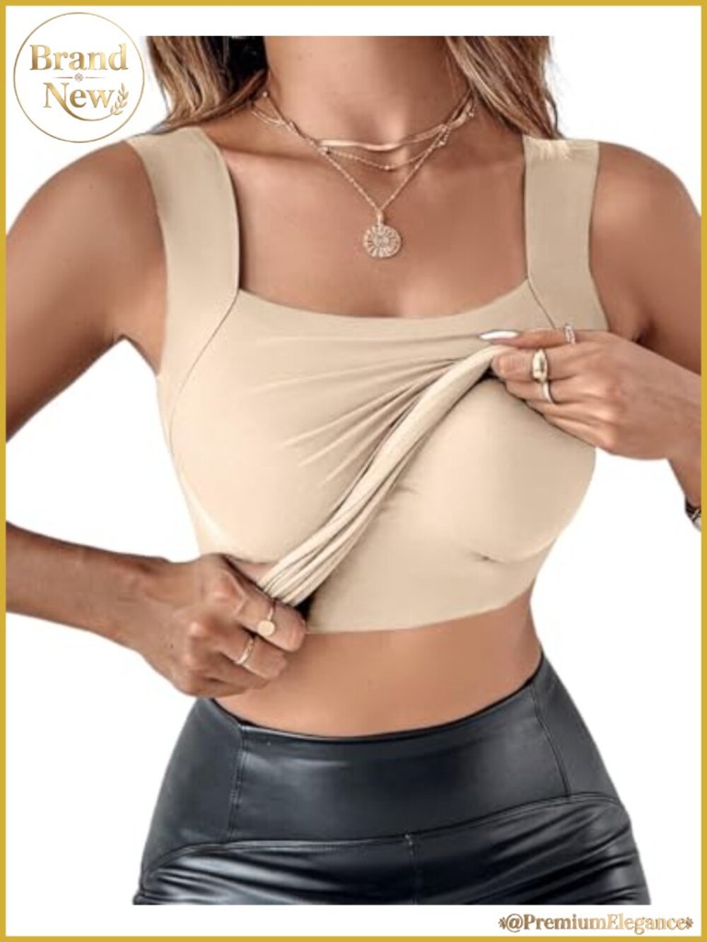 Shapewear Tank Top with Built-in Bra, Seamless Ribbed Knit, High Stretch